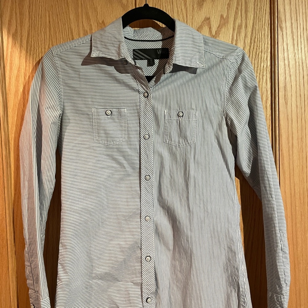Vans Black and White Striped Button Down Shirt